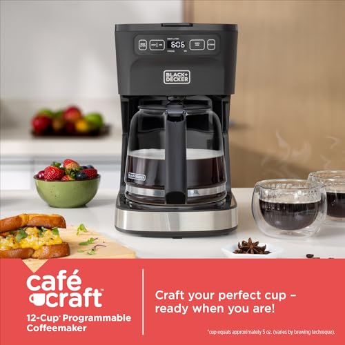 BLACK+DECKER CAFÉCRAFT 12-Cup Programmable Coffee Maker, Stainless Steel Drip Coffeemaker with Vortex Showerhead, Strength Selector, Sneak-A-Cup, Keep Warm - My Kitchen Products