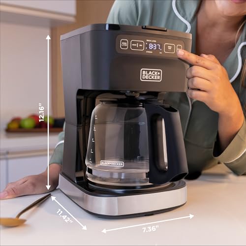 BLACK+DECKER CAFÉCRAFT 12-Cup Programmable Coffee Maker, Stainless Steel Drip Coffeemaker with Vortex Showerhead, Strength Selector, Sneak-A-Cup, Keep Warm - My Kitchen Products