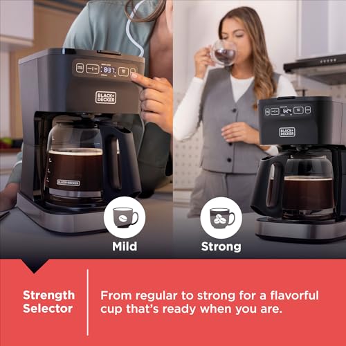 BLACK+DECKER CAFÉCRAFT 12-Cup Programmable Coffee Maker, Stainless Steel Drip Coffeemaker with Vortex Showerhead, Strength Selector, Sneak-A-Cup, Keep Warm - My Kitchen Products