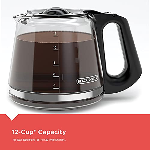 BLACK+DECKER CM1110B Programable 12-Cup Coffee Maker, Easy Pour, Non-Drip Carafe with Removable Filter Basket, Black - My Kitchen Products