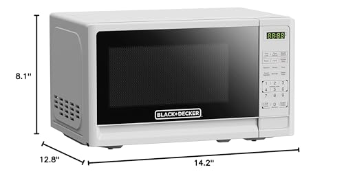 BLACK+DECKER Compact Countertop Microwave Oven 0.7 Cu. Ft. 700-Watts with LED Lighting, Child Lock, White - My Kitchen Products
