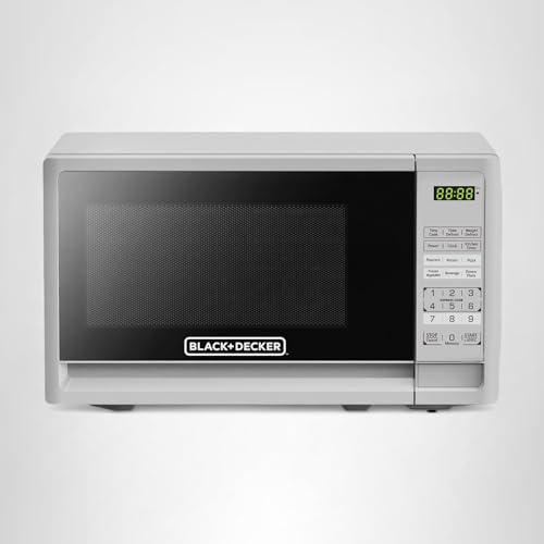BLACK+DECKER Compact Countertop Microwave Oven 0.7 Cu. Ft. 700-Watts with LED Lighting, Child Lock, White - My Kitchen Products
