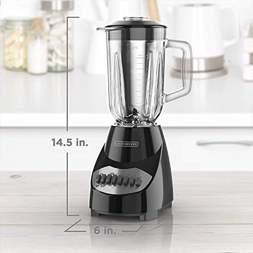 BLACK+DECKER Countertop Blender with 6-Cup Glass Jar, 10-Speed Settings, Black, BL2010BG - My Kitchen Products