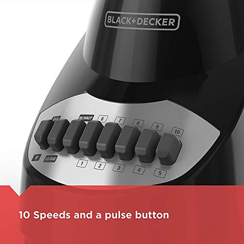 BLACK+DECKER Countertop Blender with 6-Cup Glass Jar, 10-Speed Settings, Black, BL2010BG - My Kitchen Products