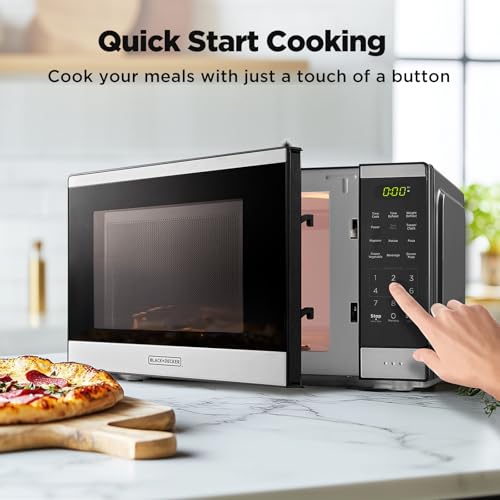 BLACK+DECKER Countertop Microwave Oven 0.9 Cu Ft, 6 Auto Menus, Child Lock, Memory Function, 10 Power Levels, Easy One-Touch Start, Digital Panel, 900W - My Kitchen Products