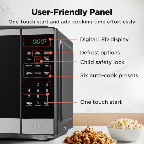 BLACK+DECKER Countertop Microwave Oven 0.9 Cu Ft, 6 Auto Menus, Child Lock, Memory Function, 10 Power Levels, Easy One-Touch Start, Digital Panel, 900W - My Kitchen Products