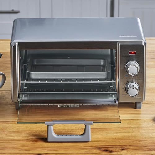 BLACK+DECKER Crisp 'N Bake Air Fry Countertop Convection Toaster Oven, Medium Capacity, 4-Slice, 5-in-1, Fits 9” Pizza, 30-Min Timer, Bake, Broil, Air Fry, Toast, Keep Warm, Stainless Steel - My Kitchen Products