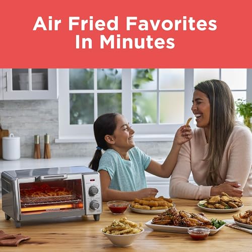 BLACK+DECKER Crisp 'N Bake Air Fry Countertop Convection Toaster Oven, Medium Capacity, 4-Slice, 5-in-1, Fits 9” Pizza, 30-Min Timer, Bake, Broil, Air Fry, Toast, Keep Warm, Stainless Steel - My Kitchen Products