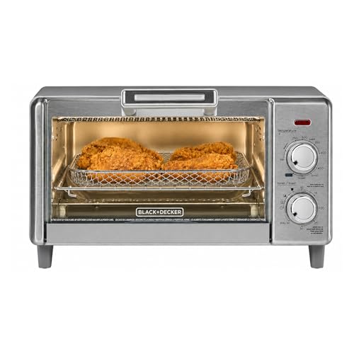BLACK+DECKER Crisp 'N Bake Air Fry Countertop Convection Toaster Oven, Medium Capacity, 4-Slice, 5-in-1, Fits 9” Pizza, 30-Min Timer, Bake, Broil, Air Fry, Toast, Keep Warm, Stainless Steel - My Kitchen Products