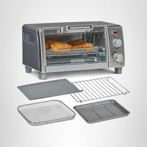BLACK+DECKER Crisp 'N Bake Air Fry Countertop Convection Toaster Oven, Medium Capacity, 4-Slice, 5-in-1, Fits 9” Pizza, 30-Min Timer, Bake, Broil, Air Fry, Toast, Keep Warm, Stainless Steel - My Kitchen Products