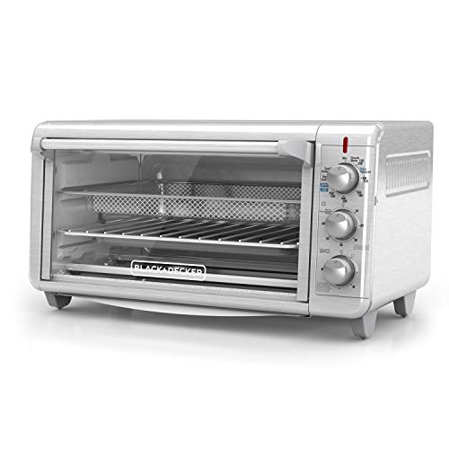 BLACK+DECKER Crisp 'N Bake Air Fry Countertop Convection Toaster Oven, XL Capacity, 8-Slice, 5-in-1, Fits 9” x 13” pan,12” Pizza, 60-Min Timer, Bake, Broil, Air Fry, Toast, Keep Warm, Stainless Steel - My Kitchen Products