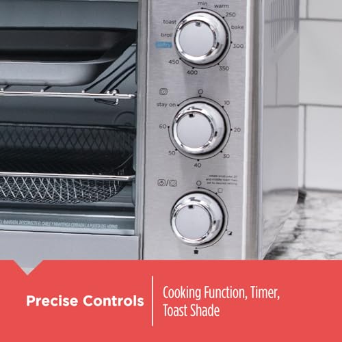 BLACK+DECKER Crisp 'N Bake Air Fryer Countertop Convection Toaster Oven, Large Capacity, 6-Slice, 5-in-1, Fits 12” Pizza, 60-Min Timer, Bake, Broil, Air Fry, Toast, Keep Warm, Stainless Steel - My Kitchen Products