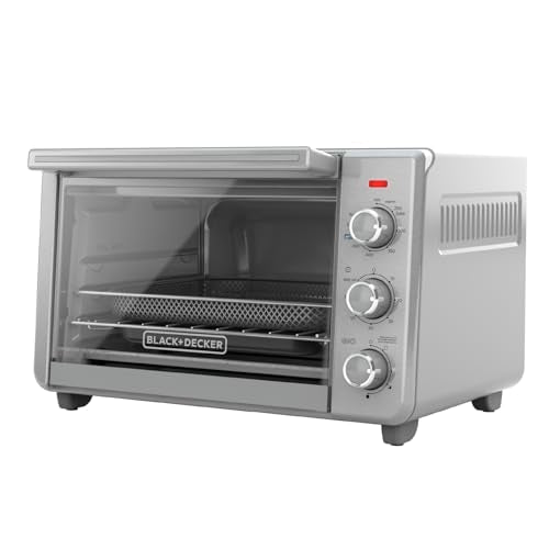BLACK+DECKER Crisp 'N Bake Air Fryer Countertop Convection Toaster Oven, Large Capacity, 6-Slice, 5-in-1, Fits 12” Pizza, 60-Min Timer, Bake, Broil, Air Fry, Toast, Keep Warm, Stainless Steel - My Kitchen Products