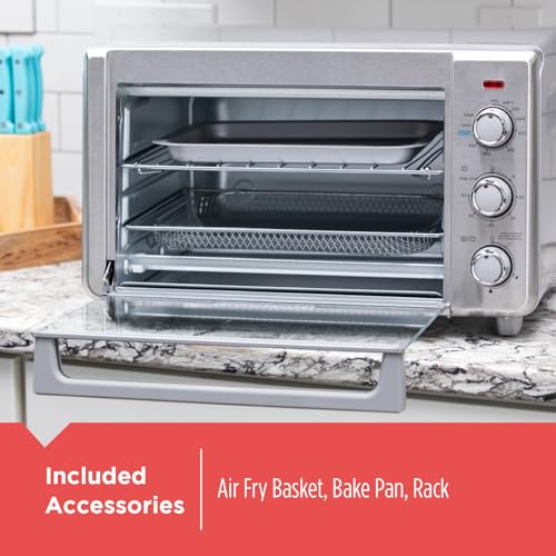 BLACK+DECKER Crisp 'N Bake Air Fryer Countertop Convection Toaster Oven, Large Capacity, 6-Slice, 5-in-1, Fits 12” Pizza, 60-Min Timer, Bake, Broil, Air Fry, Toast, Keep Warm, Stainless Steel - My Kitchen Products