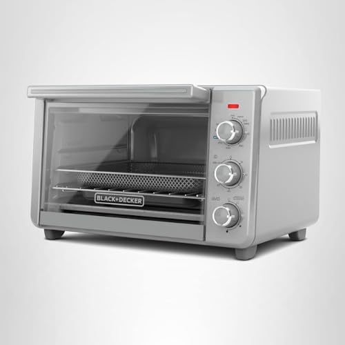 BLACK+DECKER Crisp 'N Bake Air Fryer Countertop Convection Toaster Oven, Large Capacity, 6-Slice, 5-in-1, Fits 12” Pizza, 60-Min Timer, Bake, Broil, Air Fry, Toast, Keep Warm, Stainless Steel - My Kitchen Products