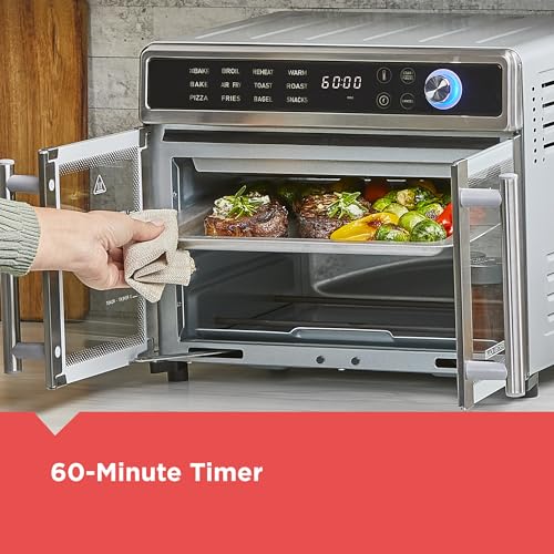 BLACK+DECKER Crisp 'N Bake Air Fryer Toaster Oven Combo, 12 in 1 Countertop Convection Oven Cooks Food Fast, Fits a Whole Pizza or 6 Toast Slices, French Doors with Stainless Steel Finish - My Kitchen Products