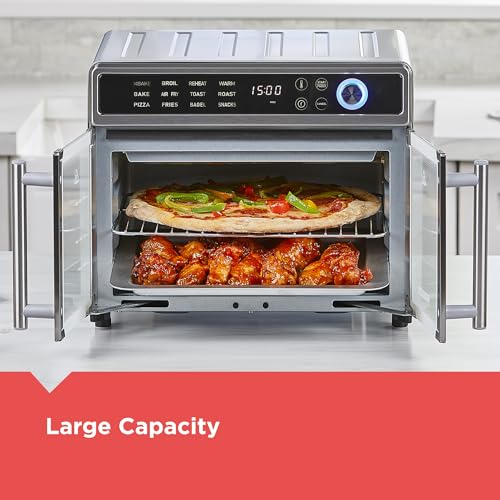 BLACK+DECKER Crisp 'N Bake Air Fryer Toaster Oven Combo, 12 in 1 Countertop Convection Oven Cooks Food Fast, Fits a Whole Pizza or 6 Toast Slices, French Doors with Stainless Steel Finish - My Kitchen Products