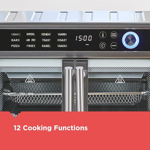 BLACK+DECKER Crisp 'N Bake Air Fryer Toaster Oven Combo, 12 in 1 Countertop Convection Oven Cooks Food Fast, Fits a Whole Pizza or 6 Toast Slices, French Doors with Stainless Steel Finish - My Kitchen Products