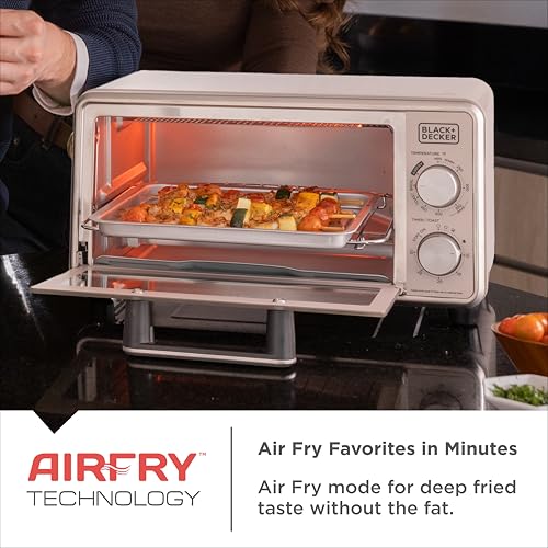 BLACK+DECKER Crisp N Bake™ PRO 4-Slice Digital Air Fry Toaster Oven, 5 Cooking Functions, Convection Countertop Oven, Fits 10” Pizza or 9” Cake Pan, 30-Minute Timer + Stay On, Stainless Steel Accents - My Kitchen Products