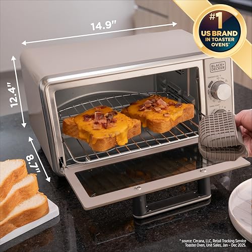 BLACK+DECKER Crisp N Bake™ PRO 4-Slice Digital Air Fry Toaster Oven, 5 Cooking Functions, Convection Countertop Oven, Fits 10” Pizza or 9” Cake Pan, 30-Minute Timer + Stay On, Stainless Steel Accents - My Kitchen Products