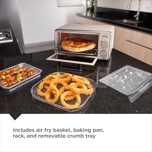 BLACK+DECKER Crisp N Bake™ PRO 4-Slice Digital Air Fry Toaster Oven, 5 Cooking Functions, Convection Countertop Oven, Fits 10” Pizza or 9” Cake Pan, 30-Minute Timer + Stay On, Stainless Steel Accents - My Kitchen Products