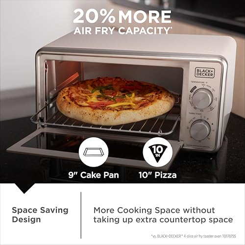 BLACK+DECKER Crisp N Bake™ PRO 4-Slice Digital Air Fry Toaster Oven, 5 Cooking Functions, Convection Countertop Oven, Fits 10” Pizza or 9” Cake Pan, 30-Minute Timer + Stay On, Stainless Steel Accents - My Kitchen Products