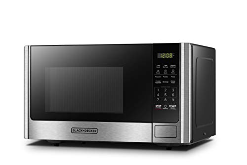 BLACK+DECKER Digital Microwave Oven with Turntable Push-Button Door, Child Safety Lock, Stainless Steel, 0.9 Cu Ft - My Kitchen Products