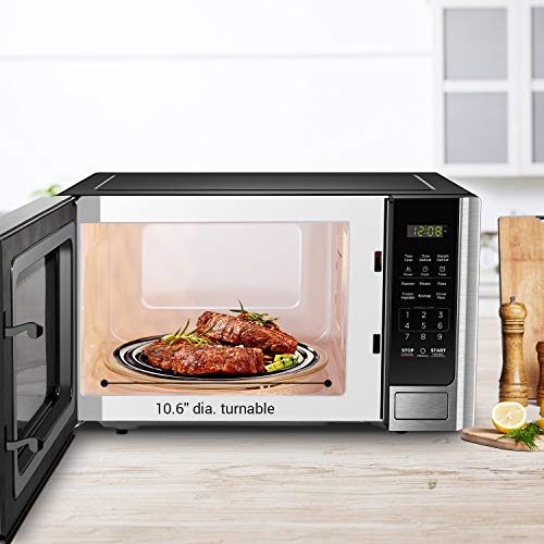 BLACK+DECKER Digital Microwave Oven with Turntable Push-Button Door, Child Safety Lock, Stainless Steel, 0.9 Cu Ft - My Kitchen Products