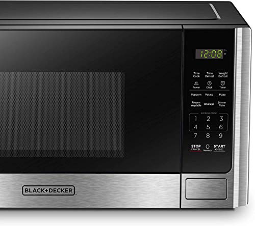 BLACK+DECKER Digital Microwave Oven with Turntable Push-Button Door, Child Safety Lock, Stainless Steel, 0.9 Cu Ft - My Kitchen Products