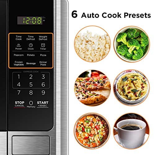 BLACK+DECKER Digital Microwave Oven with Turntable Push-Button Door, Child Safety Lock, Stainless Steel, 0.9 Cu Ft - My Kitchen Products