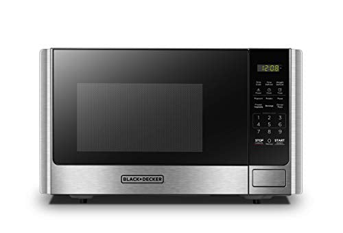 BLACK+DECKER Digital Microwave Oven with Turntable Push-Button Door, Child Safety Lock, Stainless Steel, 0.9 Cu Ft - My Kitchen Products