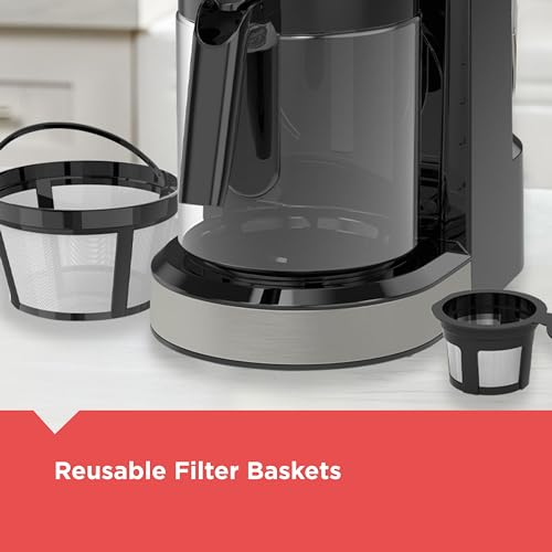 Black+Decker Dual Brew 14-Cup Carafe Single Serve Coffee Maker with Auto-Clean Function, Compact Design, K-Cup & Reusable Ground Filter Compatible with 70 oz. Water Reservoir & Fast Brew Technology - My Kitchen Products