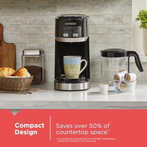 Black+Decker Dual Brew 14-Cup Carafe Single Serve Coffee Maker with Auto-Clean Function, Compact Design, K-Cup & Reusable Ground Filter Compatible with 70 oz. Water Reservoir & Fast Brew Technology - My Kitchen Products