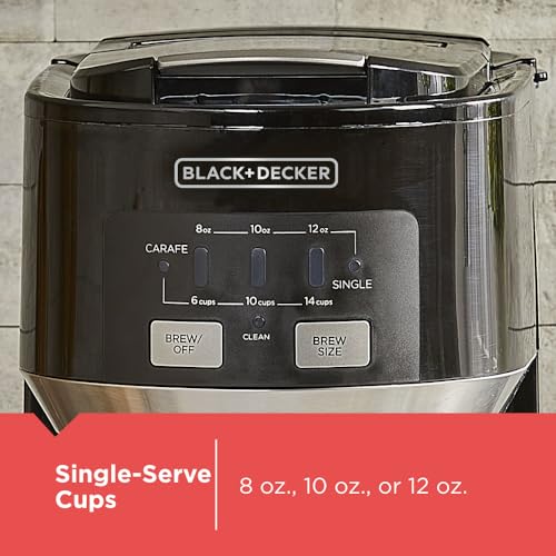 Black+Decker Dual Brew 14-Cup Carafe Single Serve Coffee Maker with Auto-Clean Function, Compact Design, K-Cup & Reusable Ground Filter Compatible with 70 oz. Water Reservoir & Fast Brew Technology - My Kitchen Products