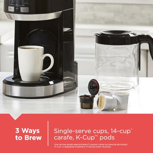 Black+Decker Dual Brew 14-Cup Carafe Single Serve Coffee Maker with Auto-Clean Function, Compact Design, K-Cup & Reusable Ground Filter Compatible with 70 oz. Water Reservoir & Fast Brew Technology - My Kitchen Products