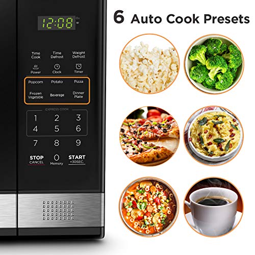 BLACK+DECKER EM031MB11 Digital Microwave Oven with Turntable Push-Button Door, Child Safety Lock, 1000W, 1.1cu.ft, Black & Stainless Steel, 1.1 Cu.ft - My Kitchen Products