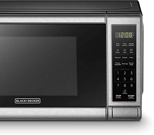 BLACK+DECKER EM720CB7 Digital Microwave Oven with Turntable Push-Button Door, Child Safety Lock, 700W, Stainless Steel, 0.7 Cu.ft - My Kitchen Products