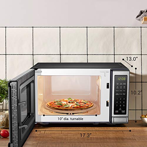 BLACK+DECKER EM720CB7 Digital Microwave Oven with Turntable Push-Button Door, Child Safety Lock, 700W, Stainless Steel, 0.7 Cu.ft - My Kitchen Products