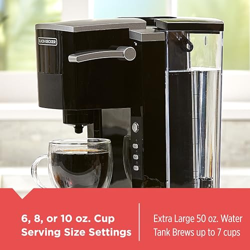 BLACK+DECKER Family Single Serve K-Cup Brewer: Large 50oz Water Reservoir, Versatile Ground Coffee & K-Cup Compatibility, Adjustable Tray for Travel Mugs - My Kitchen Products