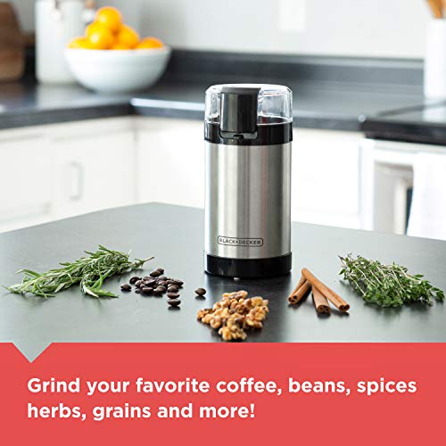 BLACK+DECKER One Touch Coffee Grinder, 2/3 Cup Coffee Bean Capacity, Spice Grinder, One Touch Push-Button Control -150 Watts -Stainless Steel Blades - My Kitchen Products