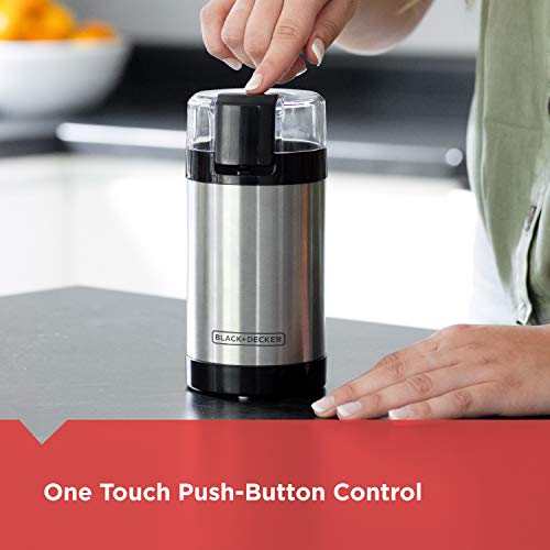 BLACK+DECKER One Touch Coffee Grinder, 2/3 Cup Coffee Bean Capacity, Spice Grinder, One Touch Push-Button Control -150 Watts -Stainless Steel Blades - My Kitchen Products