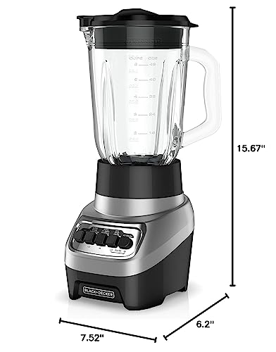 BLACK+DECKER PowerCrush Multi-Function Blender with 6-Cup Glass Jar, 4 Speed Settings, Silver - My Kitchen Products