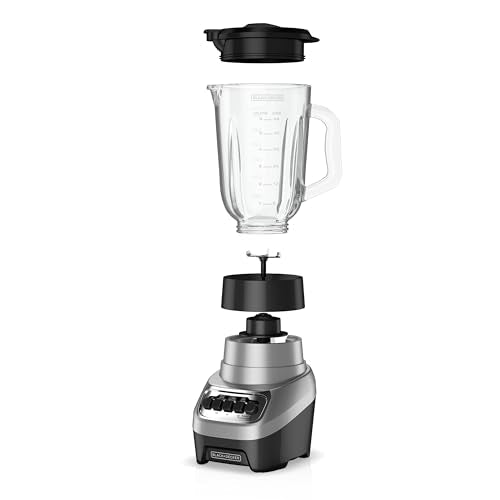 BLACK+DECKER PowerCrush Multi-Function Blender with 6-Cup Glass Jar, 4 Speed Settings, Silver - My Kitchen Products