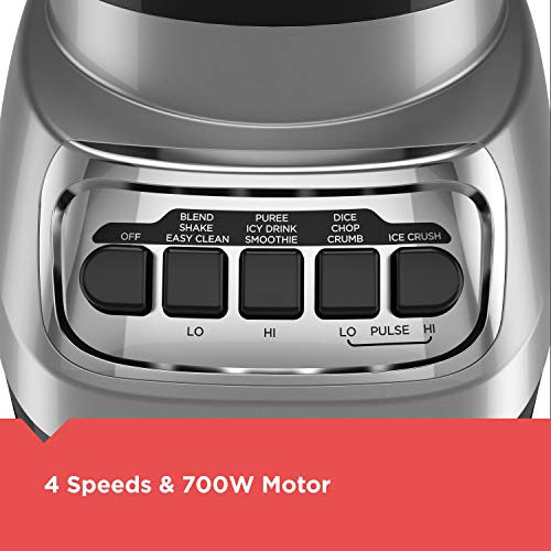 BLACK+DECKER PowerCrush Multi-Function Blender with 6-Cup Glass Jar, 4 Speed Settings, Silver - My Kitchen Products