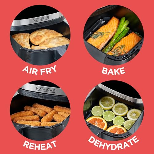 BLACK+DECKER Purifry 4QT Air Fryer, Crispy Deep Fried Taste without the Fat, Plus Bake, Dehydrate, and Keep Food Warm, Digital Touchscreen and Auto Shut-Off - My Kitchen Products