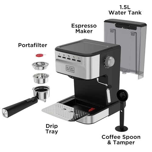 Black+Decker Semi-Automatic 15 Bar Espresso and Cappuccino Maker, Versatile Machine with Ability to use Grounds or ESE Pods to Make Your Perfect Cup of Coffee - My Kitchen Products