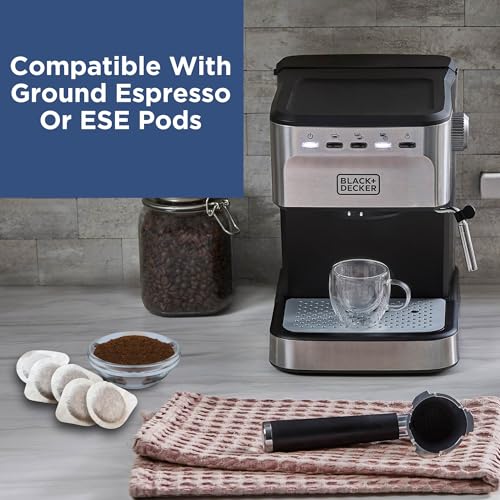 Black+Decker Semi-Automatic 15 Bar Espresso and Cappuccino Maker, Versatile Machine with Ability to use Grounds or ESE Pods to Make Your Perfect Cup of Coffee - My Kitchen Products