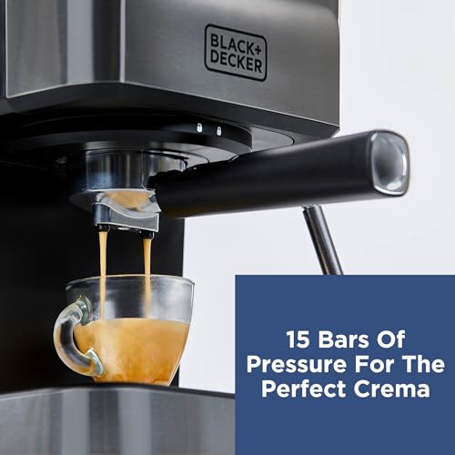 Black+Decker Semi-Automatic 15 Bar Espresso and Cappuccino Maker, Versatile Machine with Ability to use Grounds or ESE Pods to Make Your Perfect Cup of Coffee - My Kitchen Products