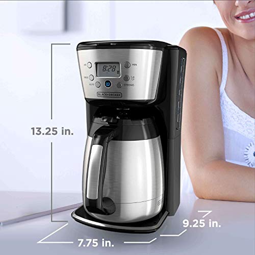 Black+Decker Thermal Coffee Maker, 12 Cup, Programmable, Digital Controls, Black And Silver, CM2036SC - My Kitchen Products