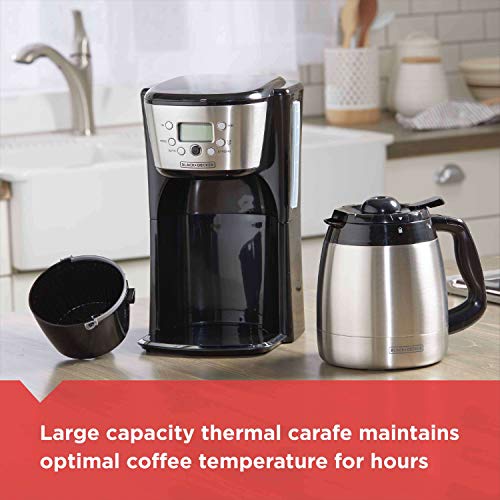 Black+Decker Thermal Coffee Maker, 12 Cup, Programmable, Digital Controls, Black And Silver, CM2036SC - My Kitchen Products